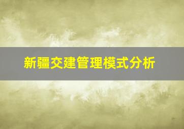 新疆交建管理模式分析