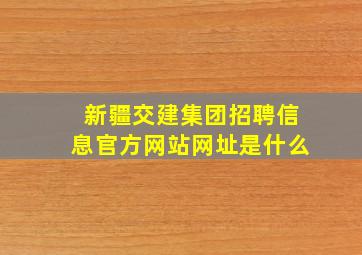 新疆交建集团招聘信息官方网站网址是什么