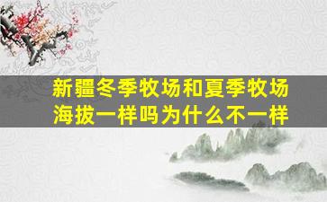 新疆冬季牧场和夏季牧场海拔一样吗为什么不一样