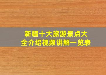 新疆十大旅游景点大全介绍视频讲解一览表