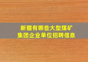 新疆有哪些大型煤矿集团企业单位招聘信息