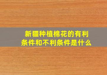 新疆种植棉花的有利条件和不利条件是什么