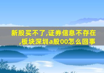 新股买不了,证券信息不存在,板块深圳a股00怎么回事