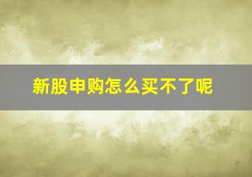 新股申购怎么买不了呢