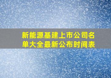 新能源基建上市公司名单大全最新公布时间表