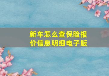 新车怎么查保险报价信息明细电子版