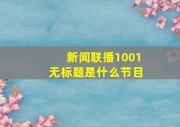 新闻联播1001无标题是什么节目