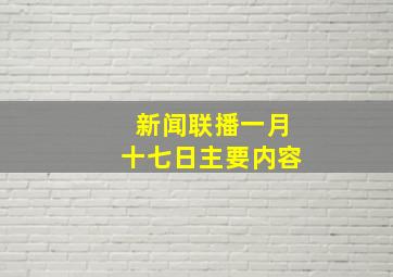 新闻联播一月十七日主要内容