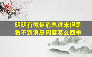 明明有微信消息进来但是看不到消息内容怎么回事