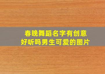 春晚舞蹈名字有创意好听吗男生可爱的图片