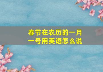 春节在农历的一月一号用英语怎么说