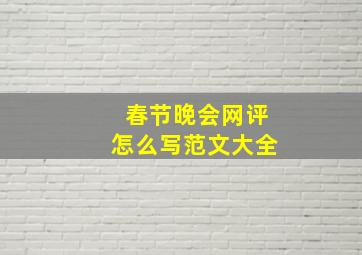 春节晚会网评怎么写范文大全