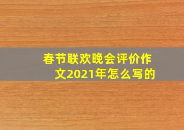 春节联欢晚会评价作文2021年怎么写的