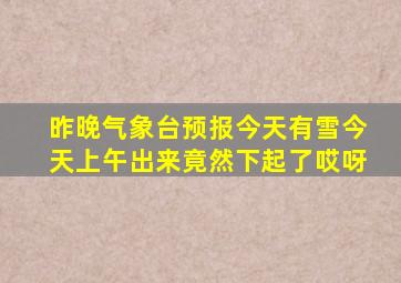 昨晚气象台预报今天有雪今天上午出来竟然下起了哎呀