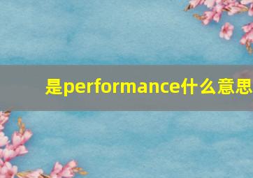 是performance什么意思