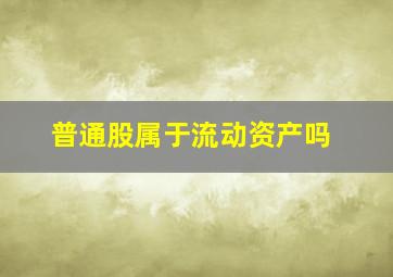 普通股属于流动资产吗