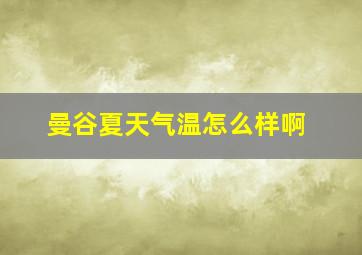 曼谷夏天气温怎么样啊