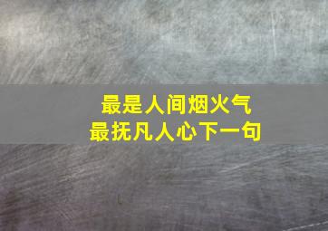 最是人间烟火气最抚凡人心下一句