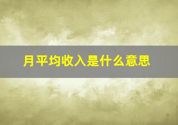 月平均收入是什么意思