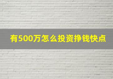 有500万怎么投资挣钱快点