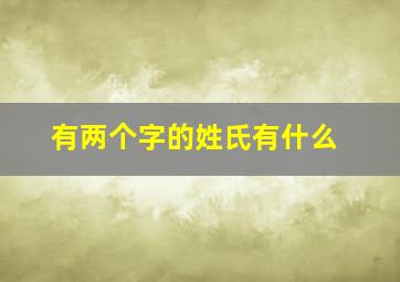 有两个字的姓氏有什么