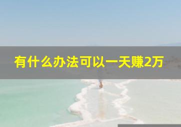 有什么办法可以一天赚2万