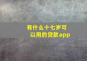 有什么十七岁可以用的贷款app