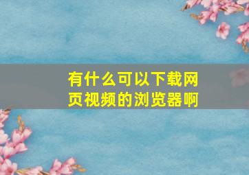 有什么可以下载网页视频的浏览器啊