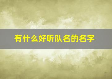 有什么好听队名的名字