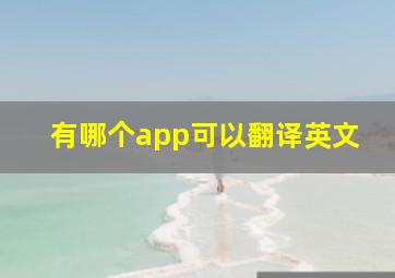 有哪个app可以翻译英文