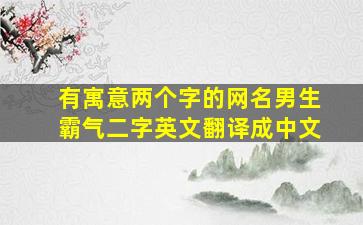 有寓意两个字的网名男生霸气二字英文翻译成中文