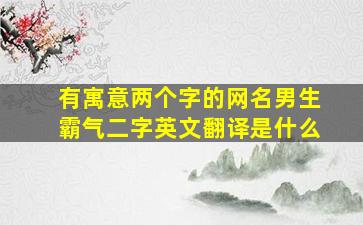 有寓意两个字的网名男生霸气二字英文翻译是什么