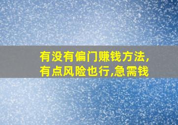 有没有偏门赚钱方法,有点风险也行,急需钱