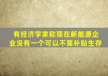 有经济学家称现在新能源企业没有一个可以不靠补贴生存