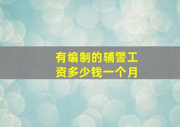 有编制的辅警工资多少钱一个月