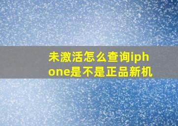 未激活怎么查询iphone是不是正品新机