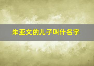 朱亚文的儿子叫什名字