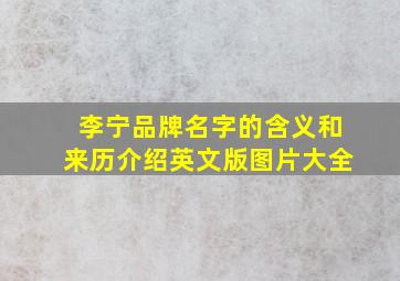 李宁品牌名字的含义和来历介绍英文版图片大全