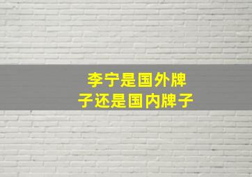 李宁是国外牌子还是国内牌子