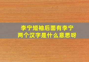 李宁短袖后面有李宁两个汉字是什么意思呀