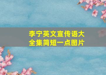 李宁英文宣传语大全集简短一点图片