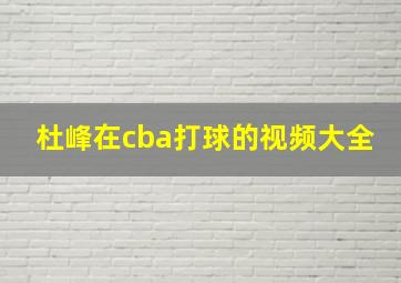 杜峰在cba打球的视频大全