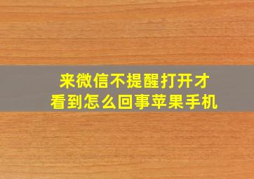 来微信不提醒打开才看到怎么回事苹果手机