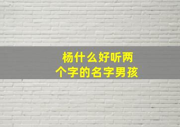 杨什么好听两个字的名字男孩