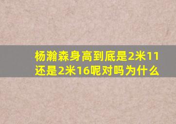 杨瀚森身高到底是2米11还是2米16呢对吗为什么