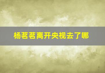 杨茗茗离开央视去了哪