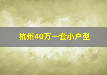 杭州40万一套小户型