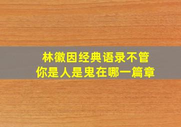 林徽因经典语录不管你是人是鬼在哪一篇章