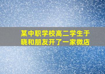 某中职学校高二学生于晓和朋友开了一家微店