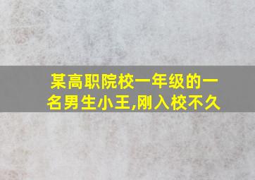 某高职院校一年级的一名男生小王,刚入校不久